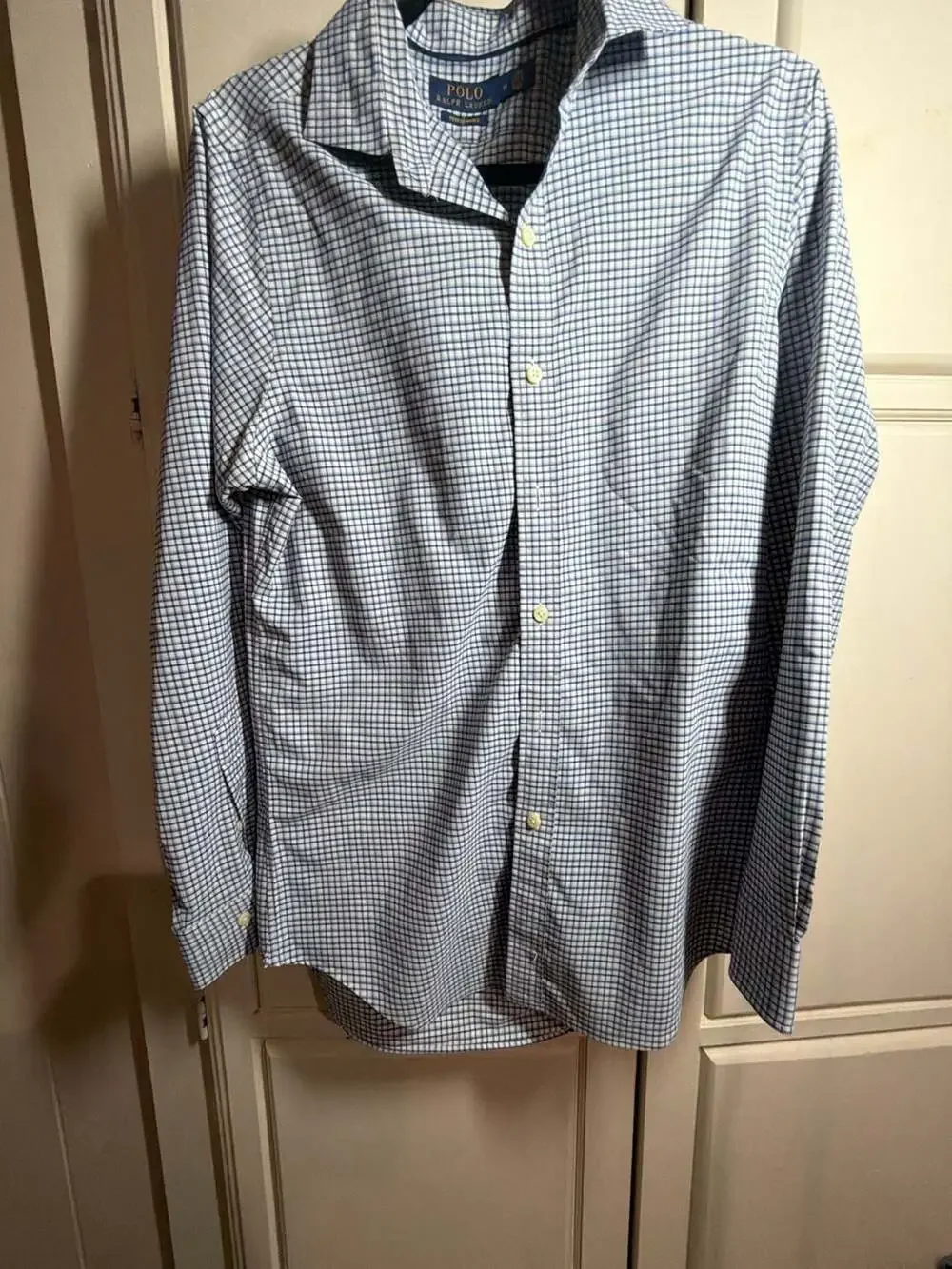 NWT Polo Ralph Lauren Long Sleeve Classic Blue White Plaid Oxford Shirt M